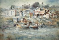 Abdul Hayee, 15 x 22 inch, Watercolor on Paper, Seascape Painting, AC-AHY-034